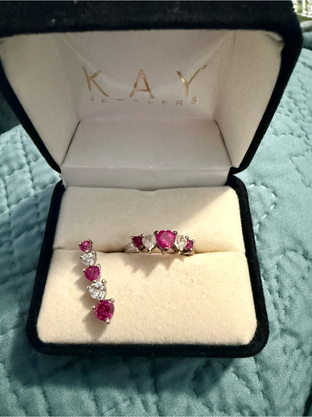 KAY Jewelers Heart Ruby & White Gemstone Ring Set - Ruby